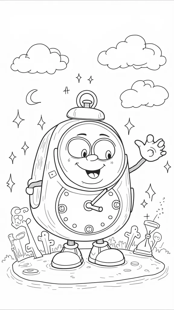 clock man coloring page